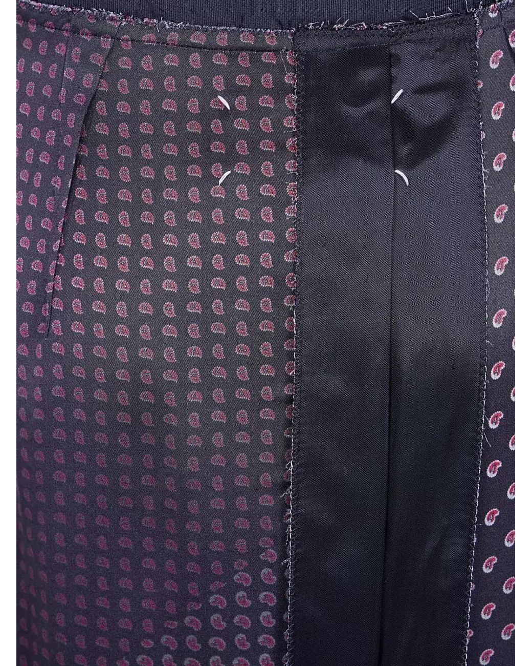 Maison Margiela Blue Paisley Printed Pleated Skirt