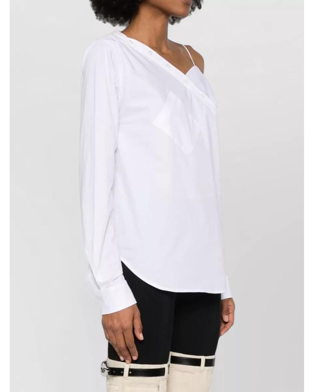 Coperni White Cotton Asymmetric Long-Sleeve Shirt