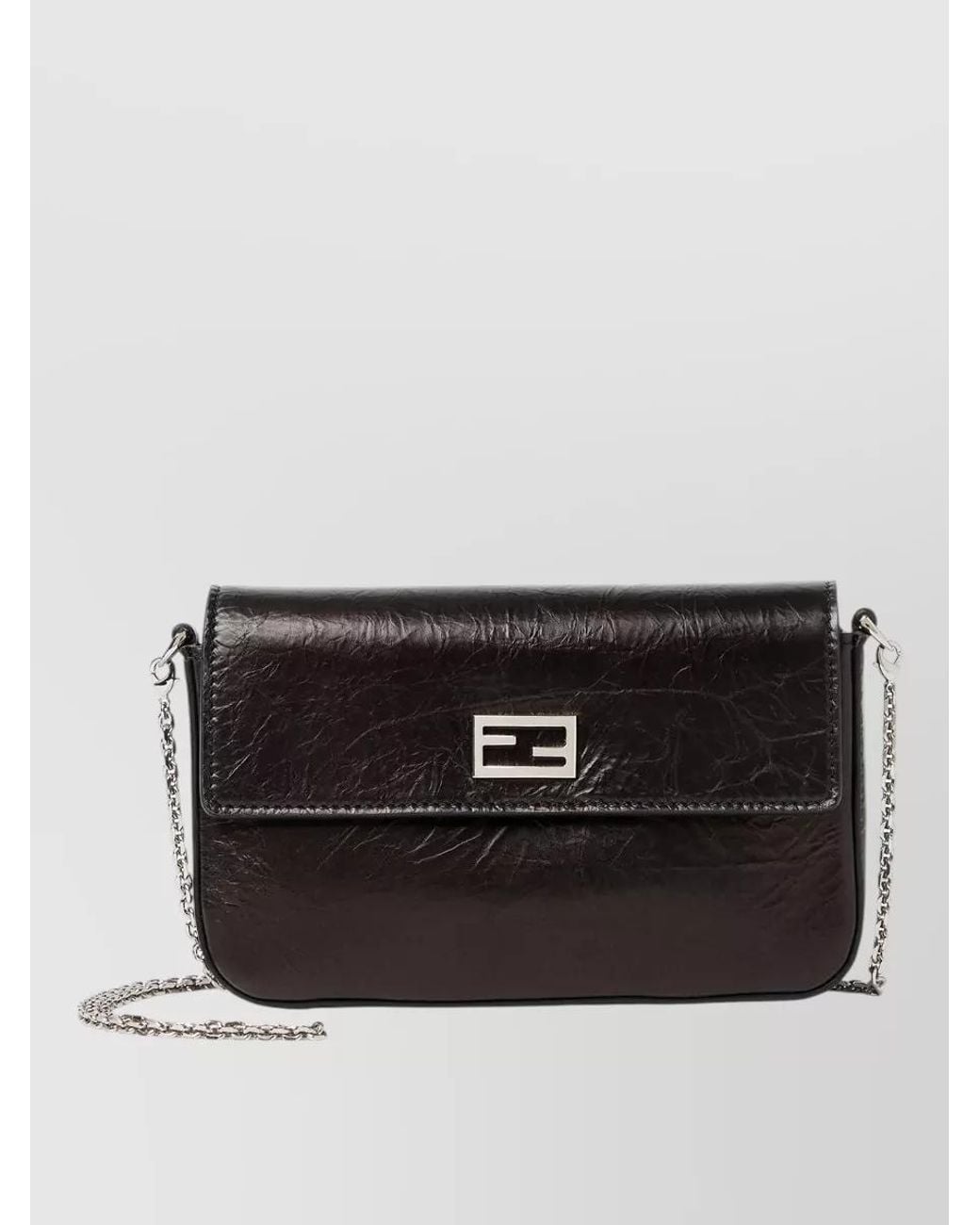 Fendi Black Leather Wallet On Chain