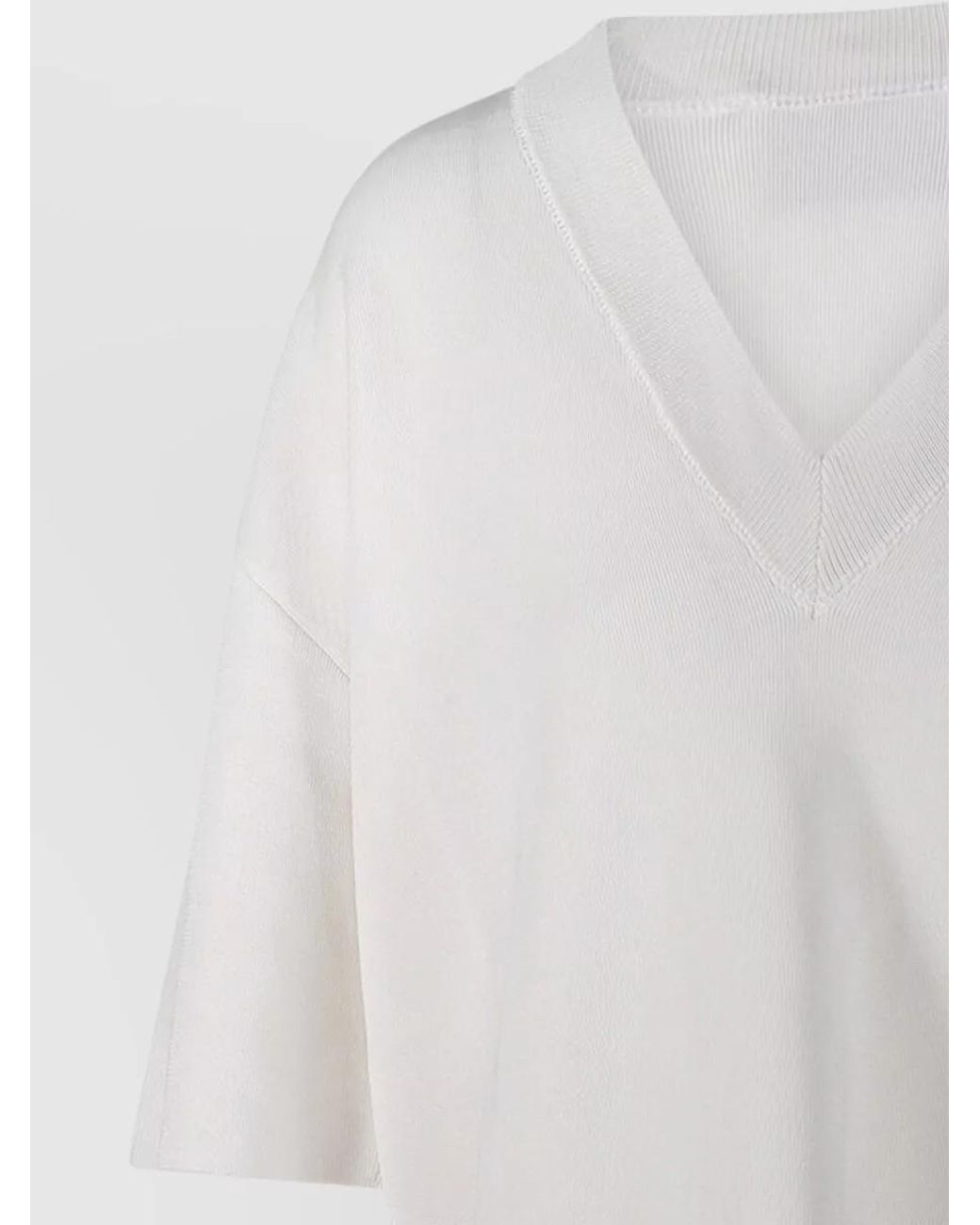 AMI White V-Neck Short-Sleeve Sweater