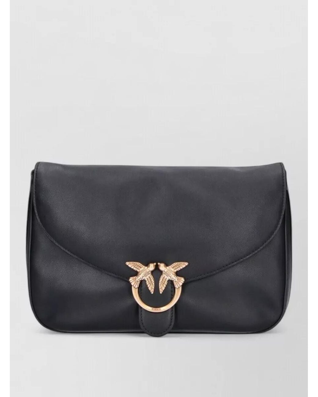 Pinko Gray Love Bag Leather Clutch Bag