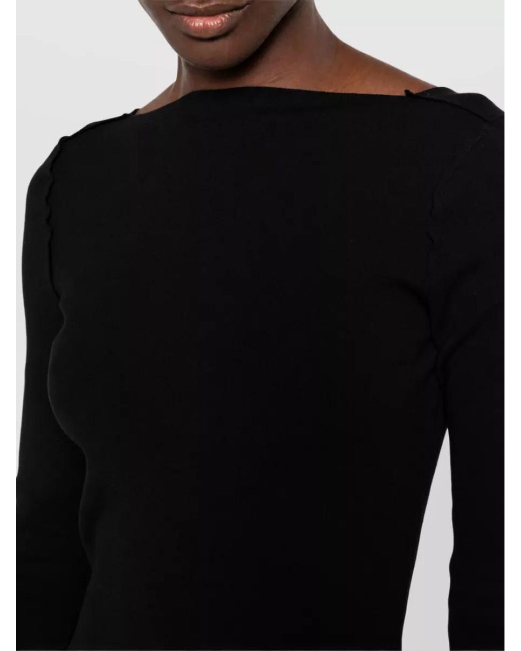 Rick Owens Black Ribbed Boat Neck Maxi Dress