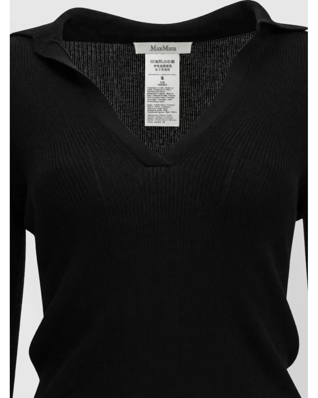 Max Mara Black Cashmere Polo Sweatshirt