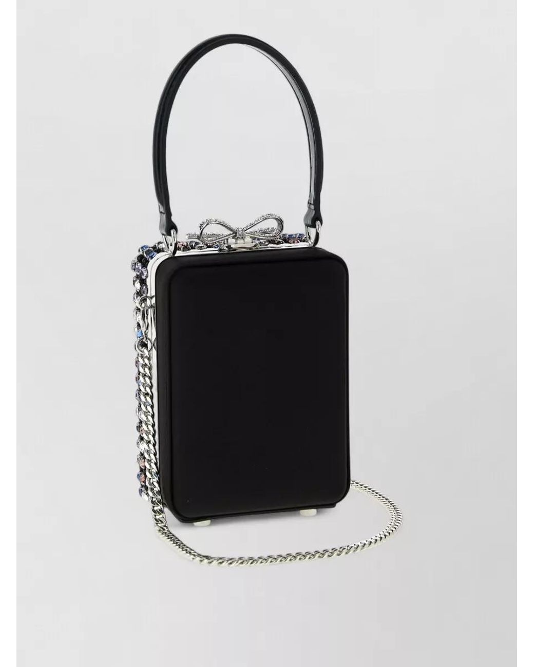 Self-Portrait White The Bow Crystal-Embellished Clutch Bag