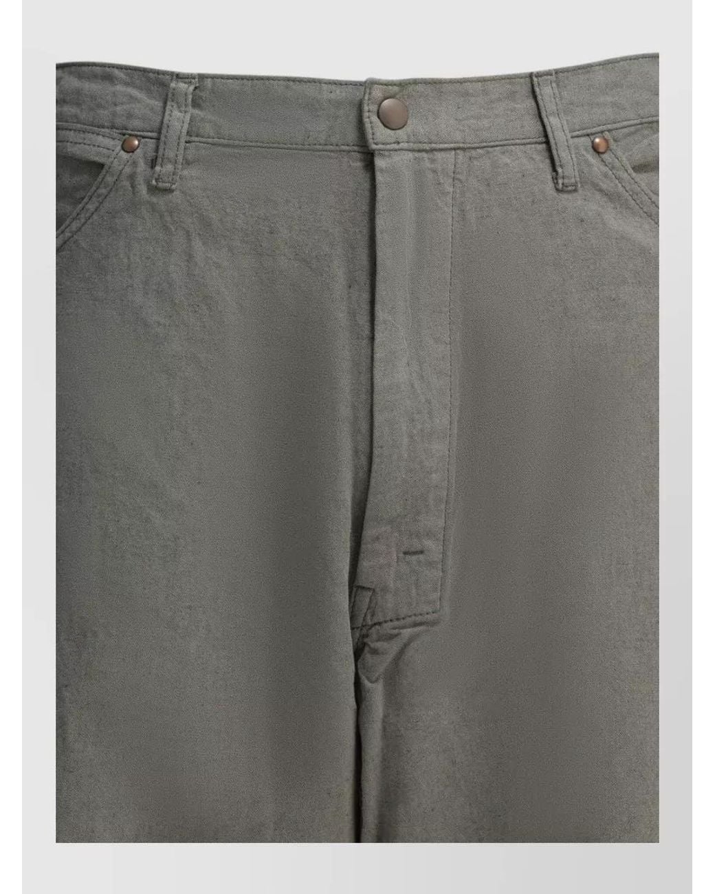Beams Plus Gray Cotton Linen Straight-Leg Trousers for men