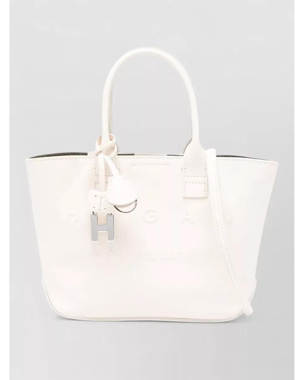 Hogan White Mini Leather Tote Bag