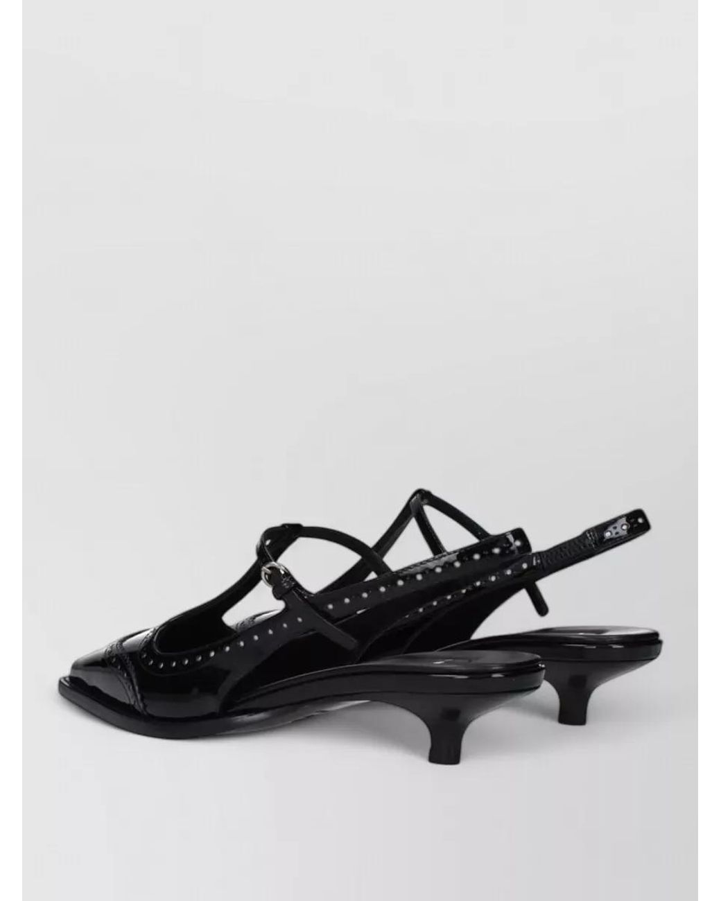 Miu Miu Black Leather Mid Heel Pumps