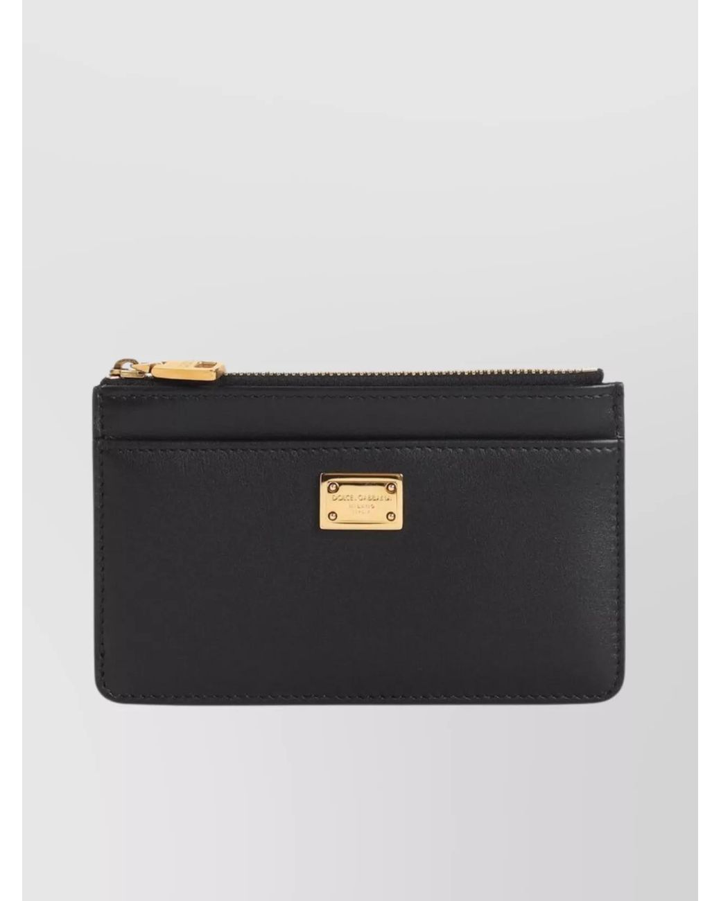 Dolce & Gabbana Black Leather Zip Card Holder