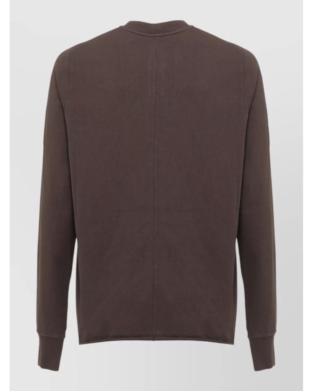 Rick Owens Brown Ribbed Long-Sleeve Cotton T-Shirt for men