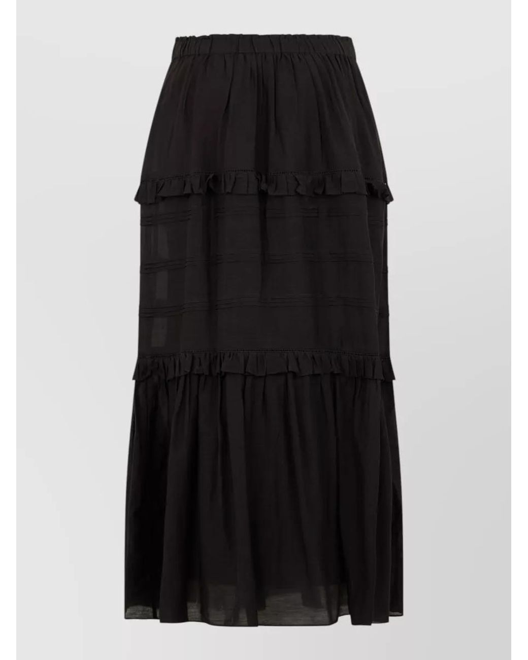 Isabel Marant Black Ruffled Long A-Line Skirt