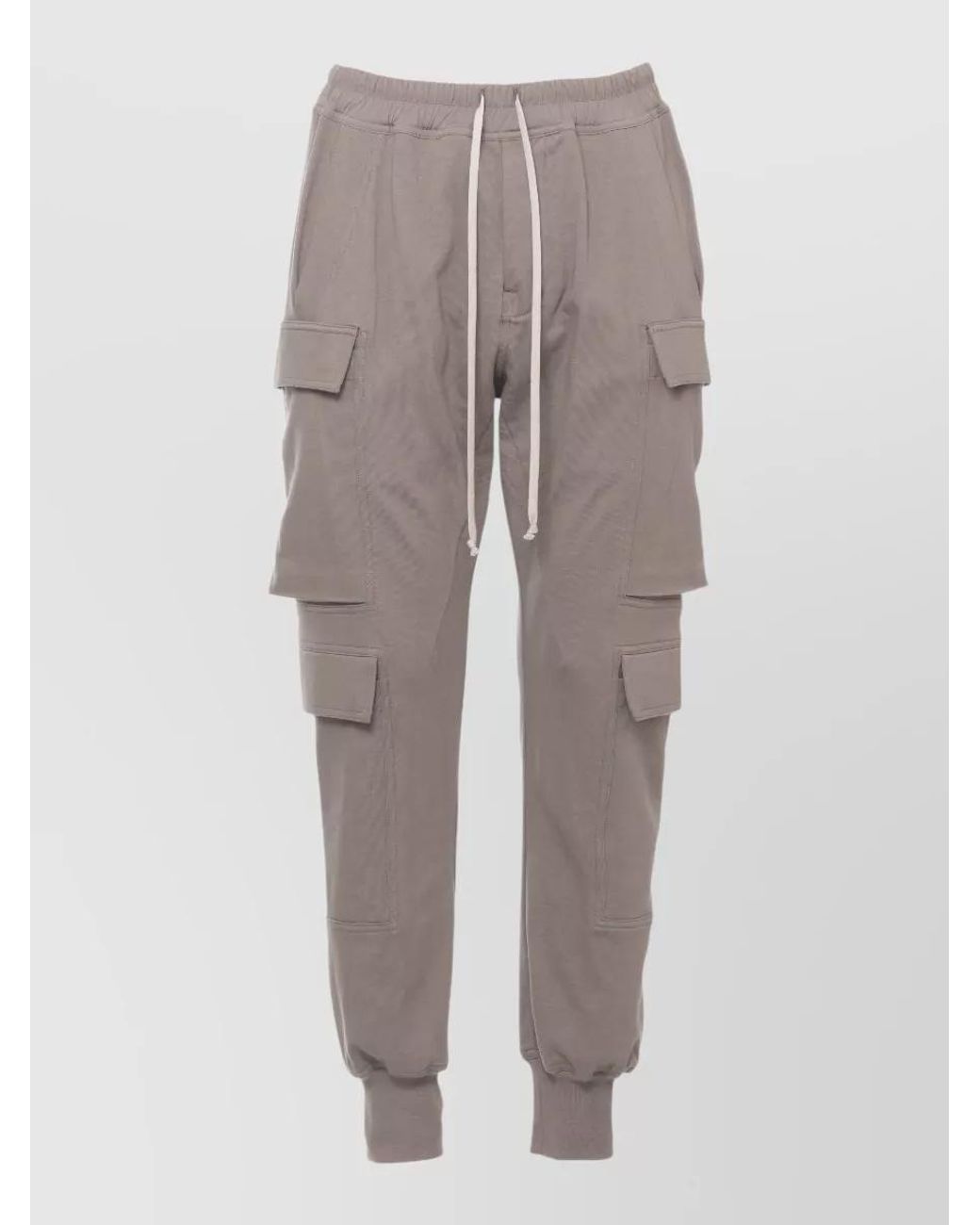 Rick Owens Gray Cotton Straight-Leg Cargo Track Pants for men