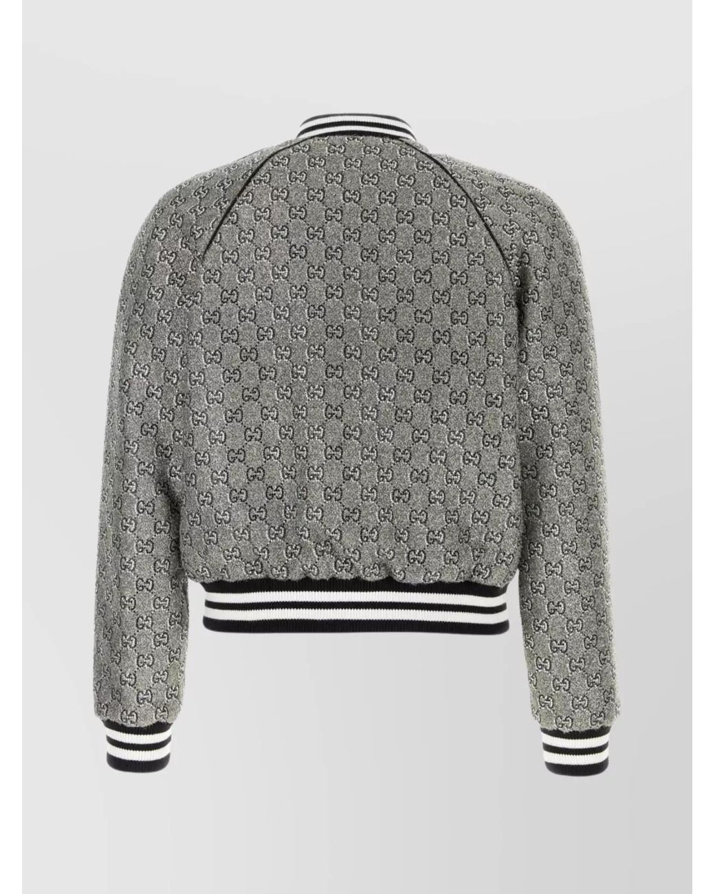 Gucci Gray Embellished Tweed Bomber Jacket for men
