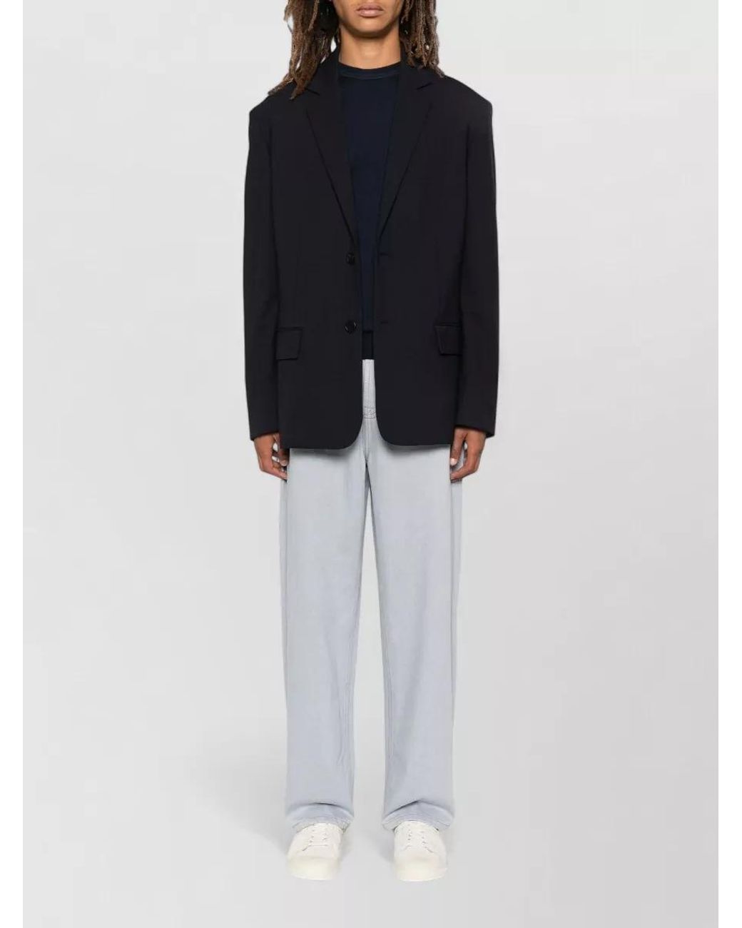 Paul Smith Blue Fine-Knit Wool-Blend Crew-Neck Long-Sleeve Sweater for men