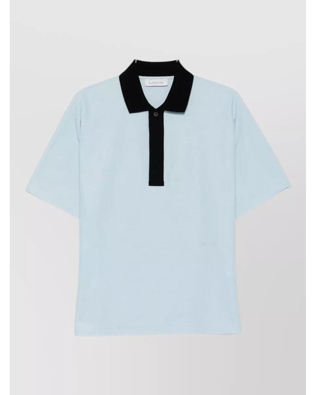 Lanvin Blue Cotton Contrast Collar Short Sleeve Polo Shirt for men