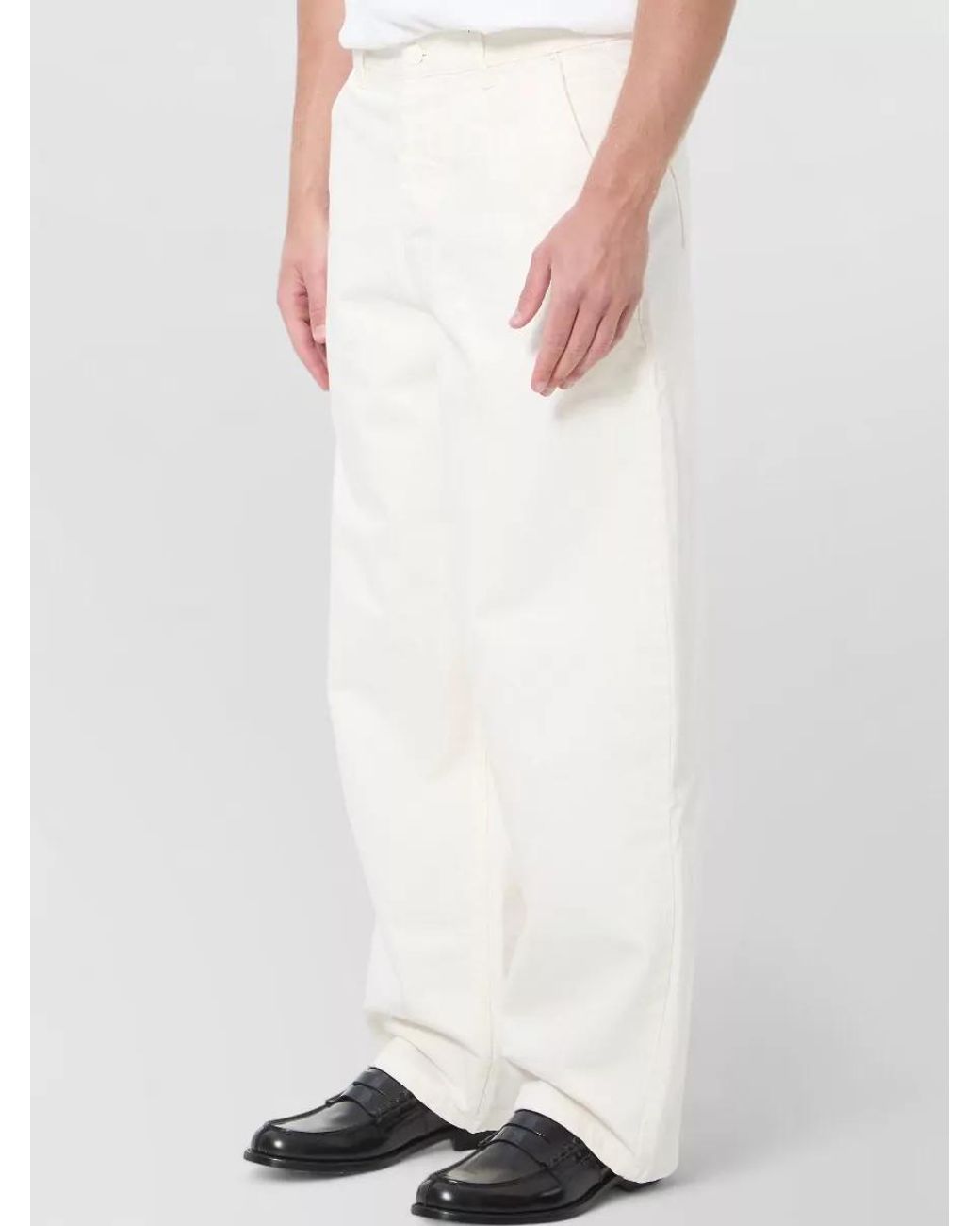 AMI White Denim Mid-Rise Wide-Leg Balloon Jeans for men