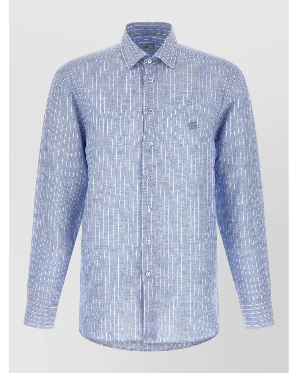 Etro Blue Striped Linen Shirt for men