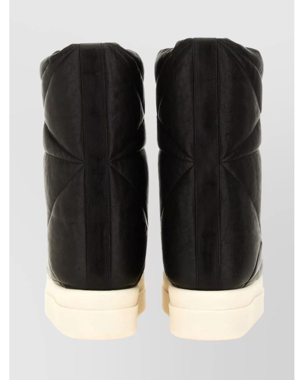 Rick Owens Black Leather Quilted Down Ankle Boots for men
