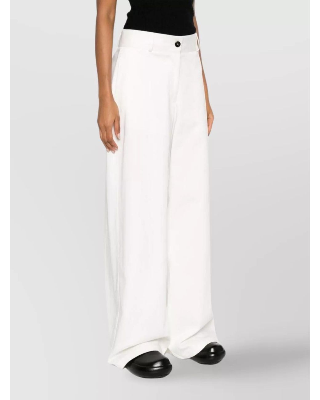 Jil Sander White High-Rise Wide-Leg Cotton Trousers