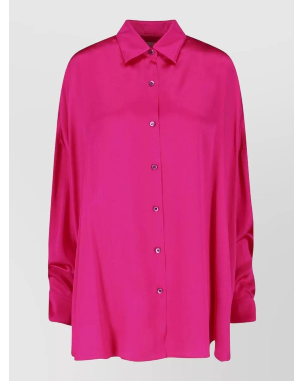 Dries Van Noten Pink Silk Oversized Long-Sleeve Shirt