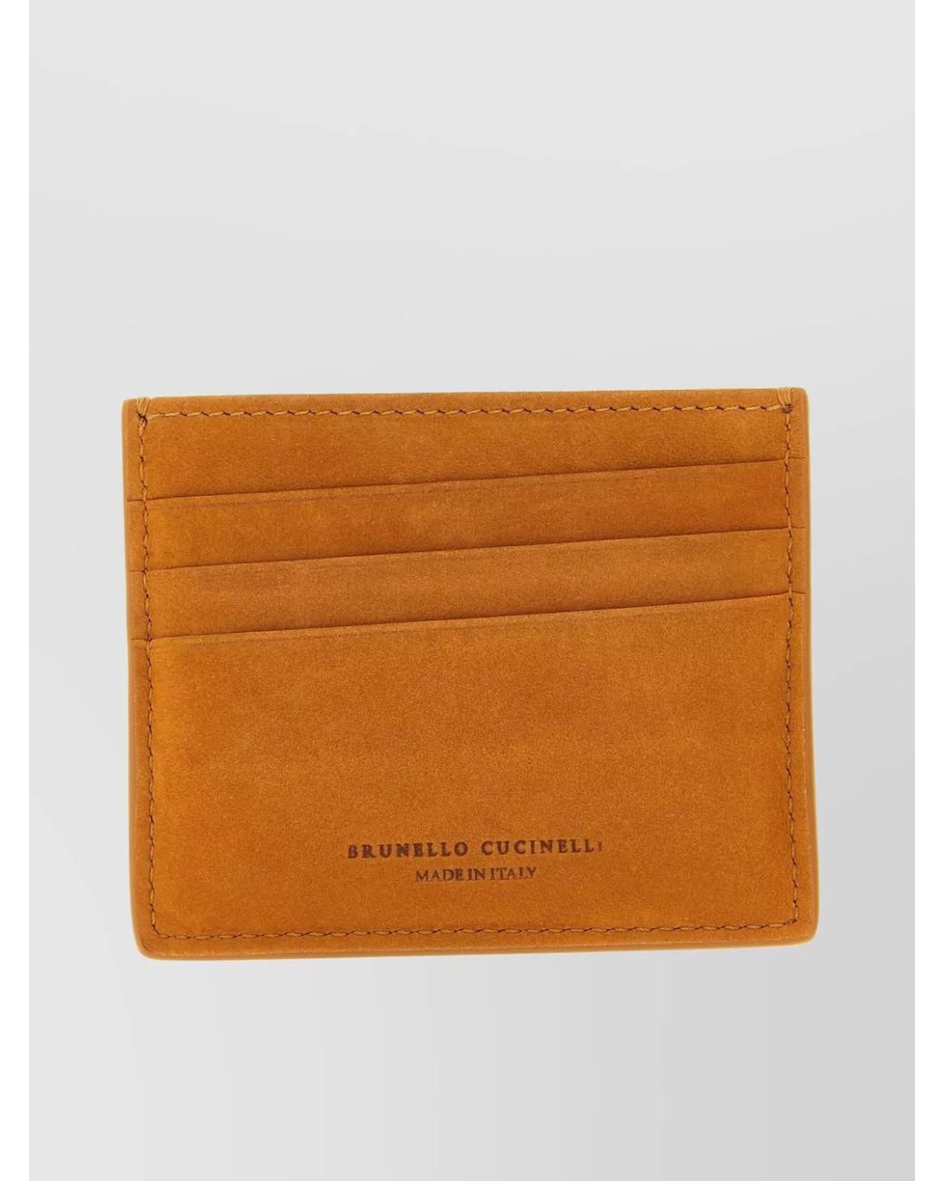 Brunello Cucinelli Orange Compact Suede Card Holder for men
