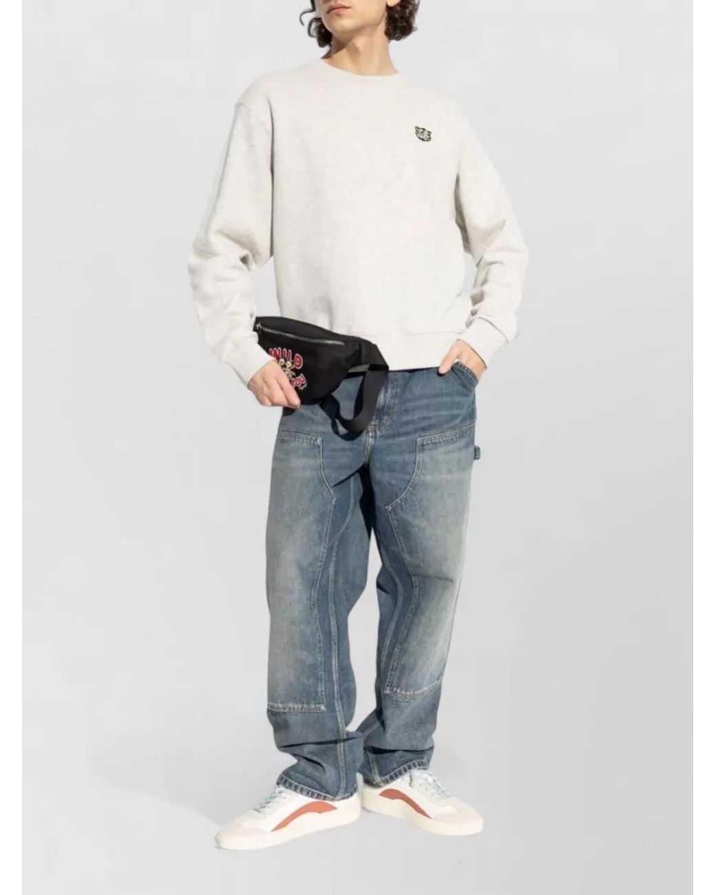 KENZO Natural Cotton Appliqué Crewneck Sweatshirt for men