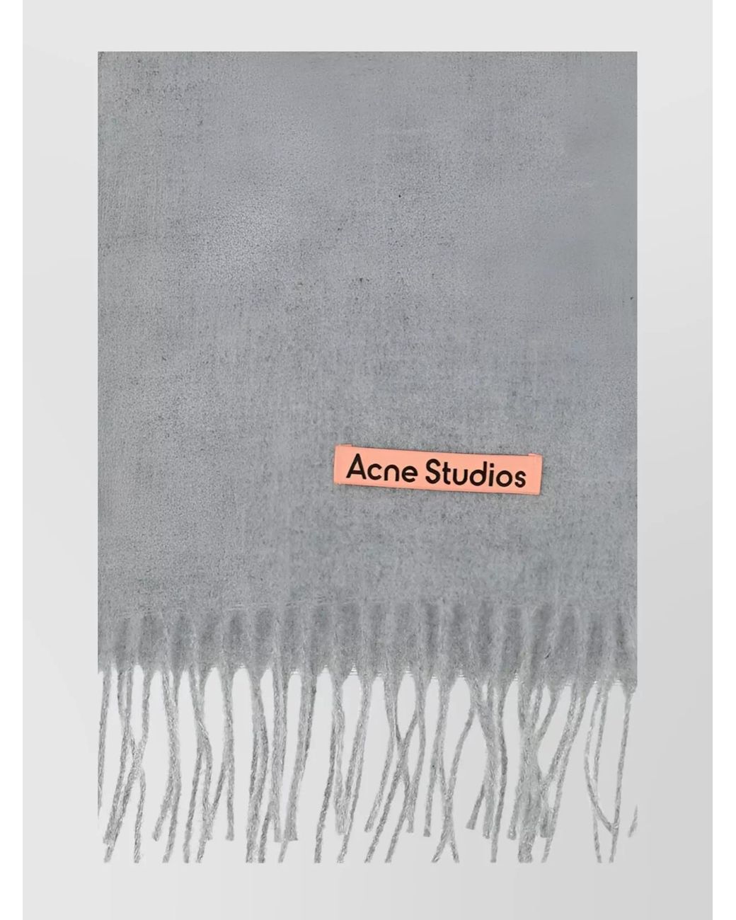 Acne Gray Wool Knitted Fringed Scarf