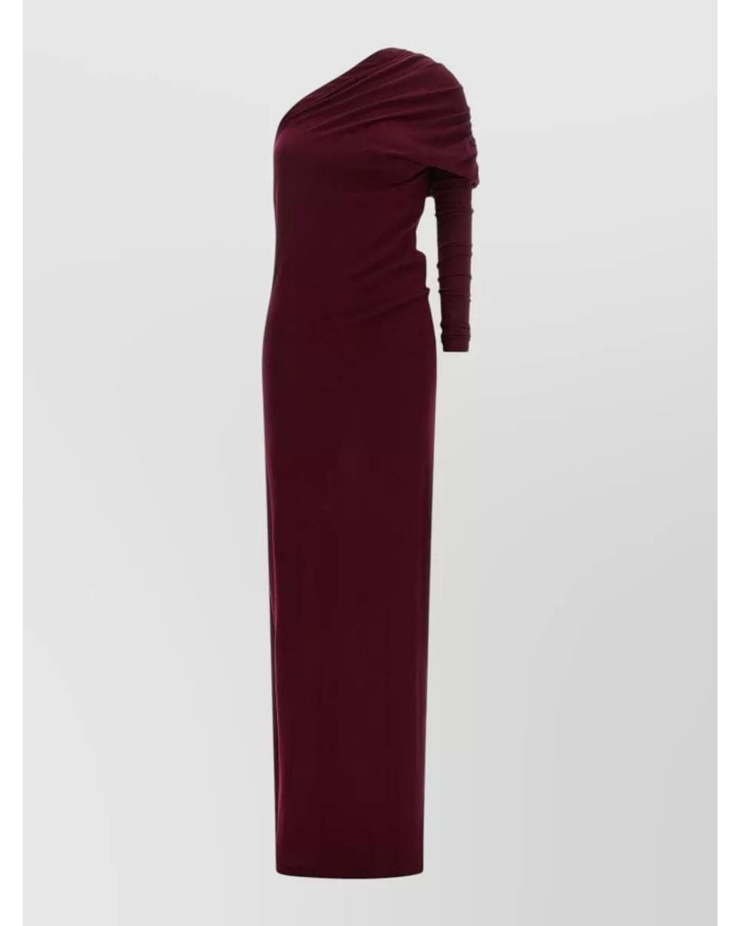 ARMARIUM Purple Cashmere One-Shoulder Asymmetric Draped Maxi Dress