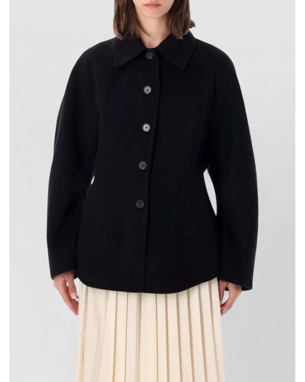 Rohe Blue Cashmere Wool Single-Breasted Sculptural-Sleeve Coat
