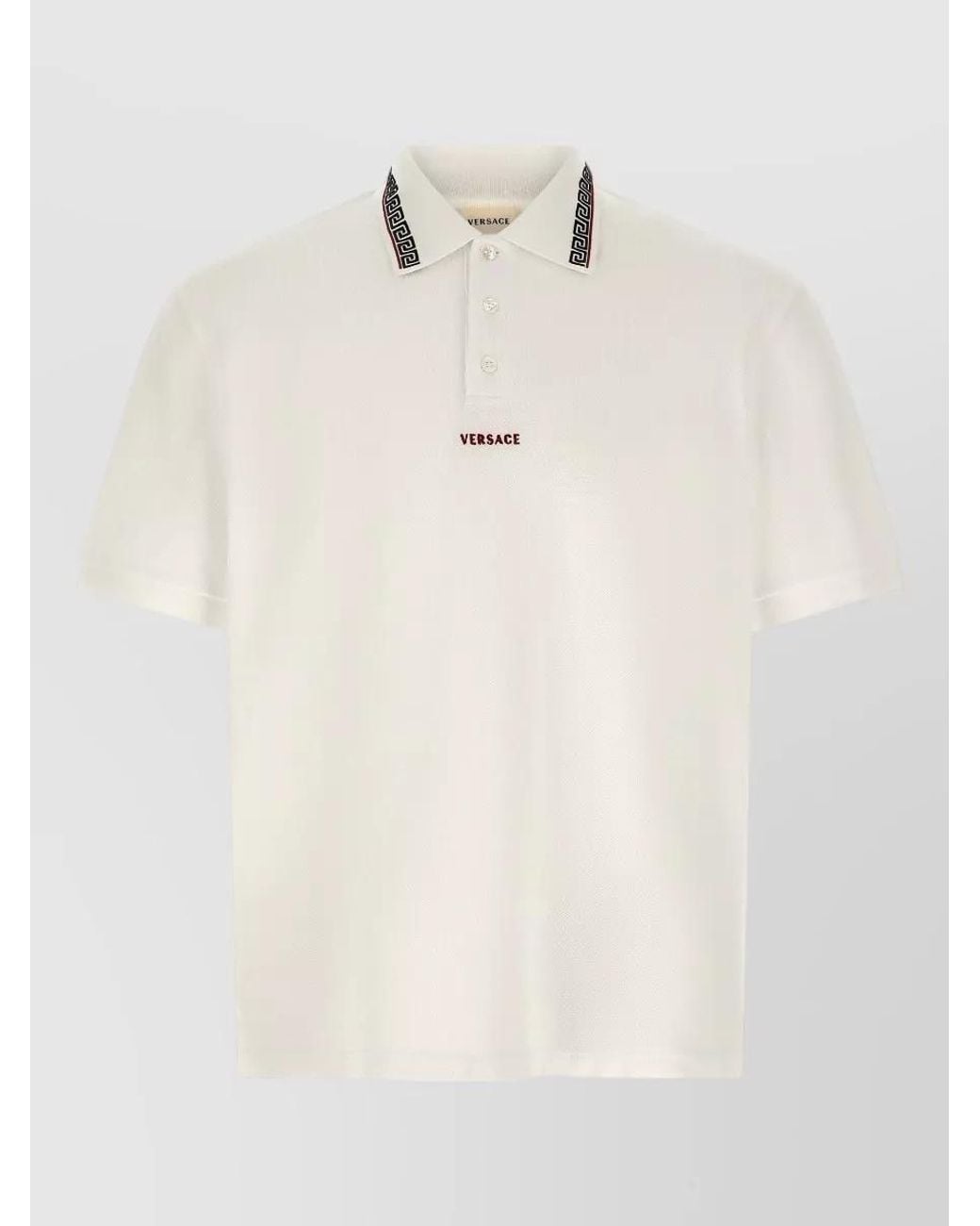 Versace White Cotton Short-Sleeve Polo Shirt for men