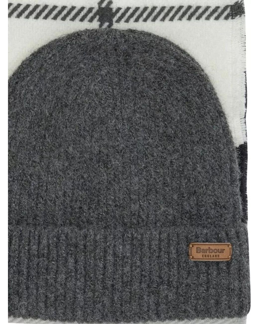 Barbour Gray Beanie And Scarf Set