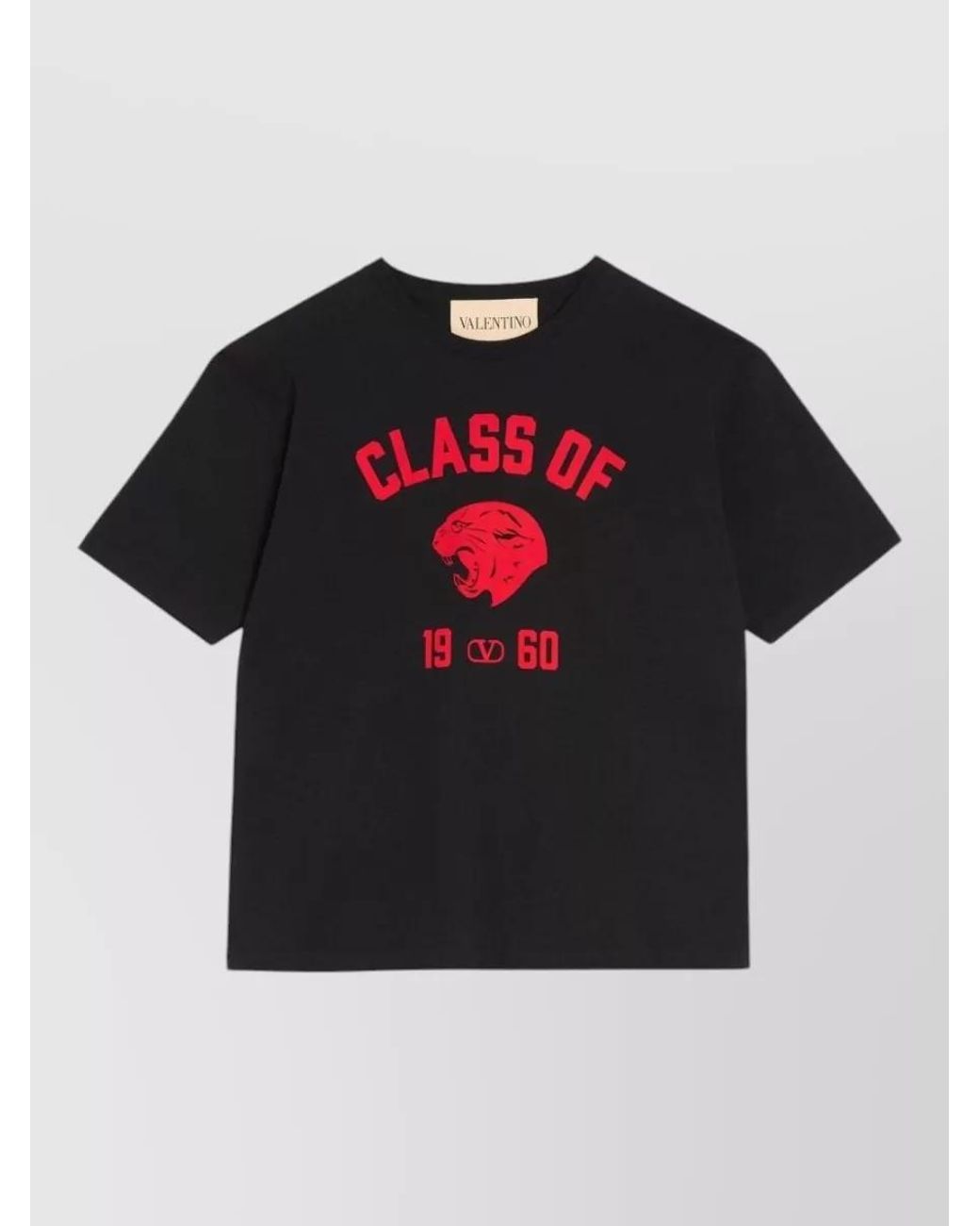 Valentino Garavani Black Cotton Loose-Fit Panther-Print T-Shirt for men
