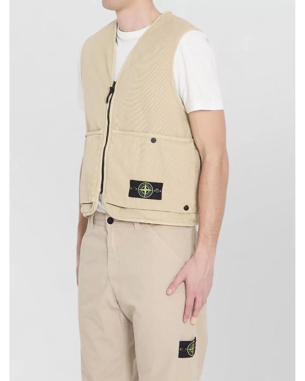 Stone Island Natural Cotton Quilted Oversized Vest for men