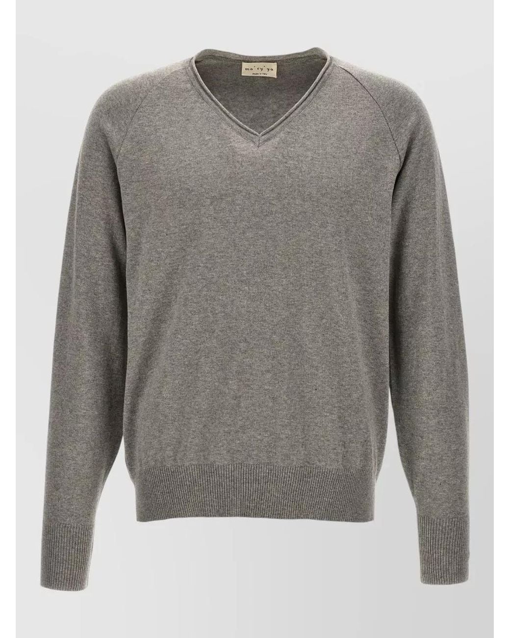 Ma'ry'ya Gray Cotton V-Neck Long-Sleeve Jumper for men