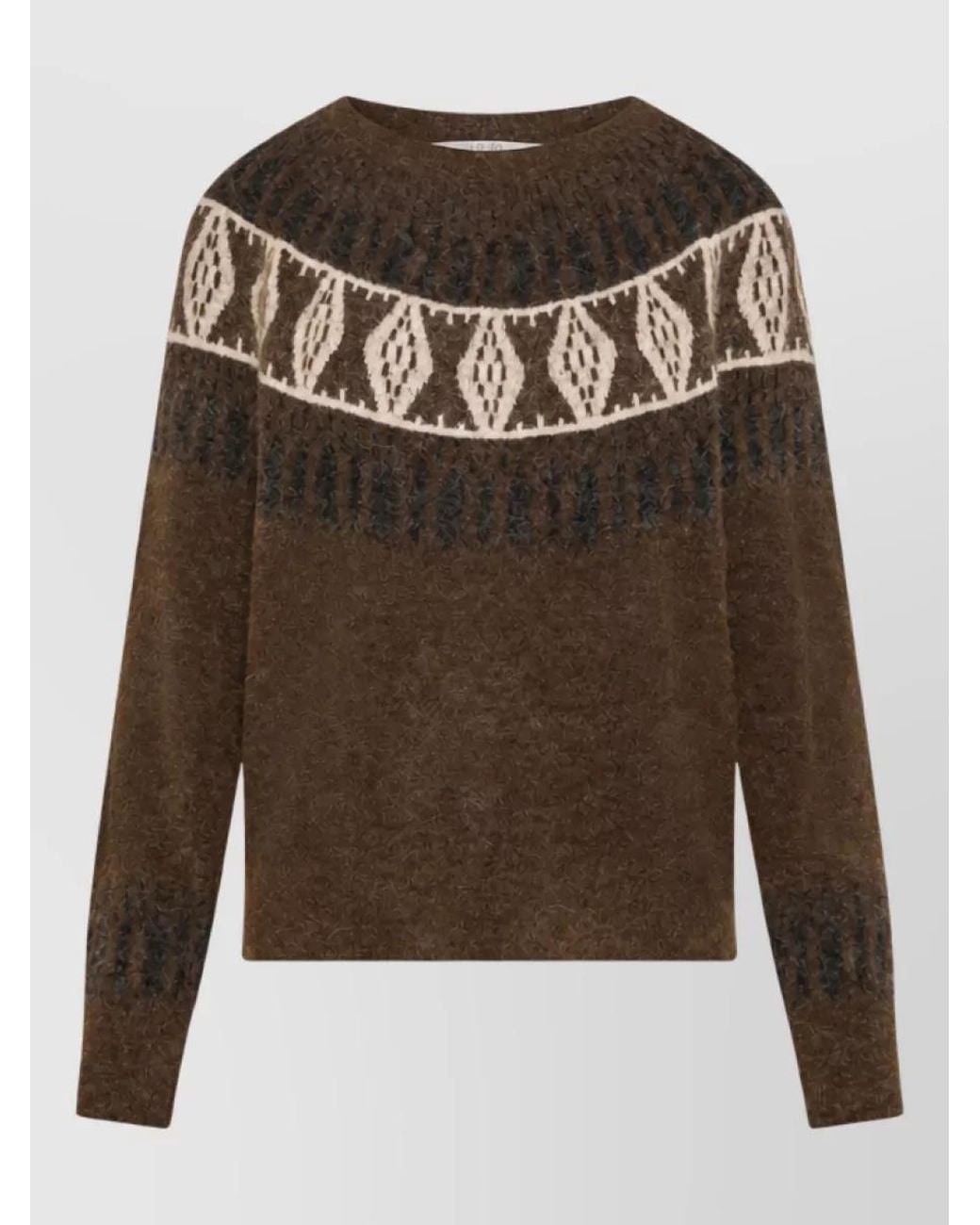 SEVENTY VENEZIA Brown Jacquard Crewneck Jumper