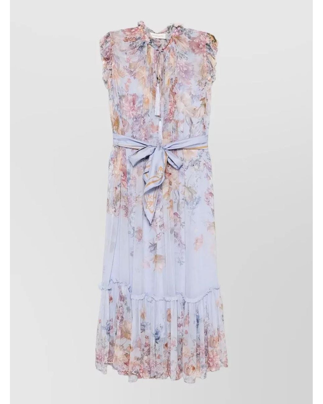 Zimmermann White Printed Sleeveless V-Neck Midi Dress