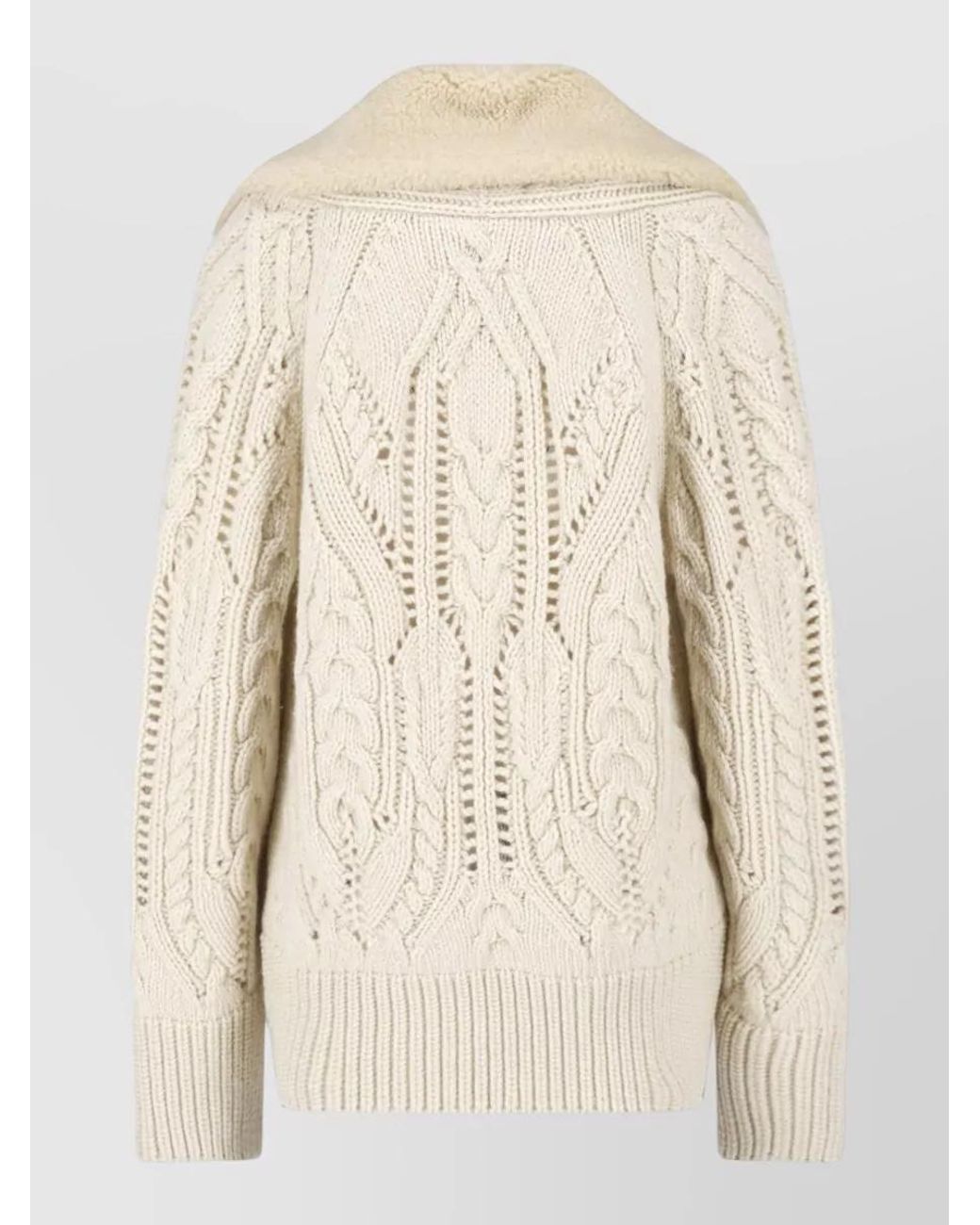 Ermanno Scervino Natural Virgin Wool V-Neck Long-Sleeve Cardigan