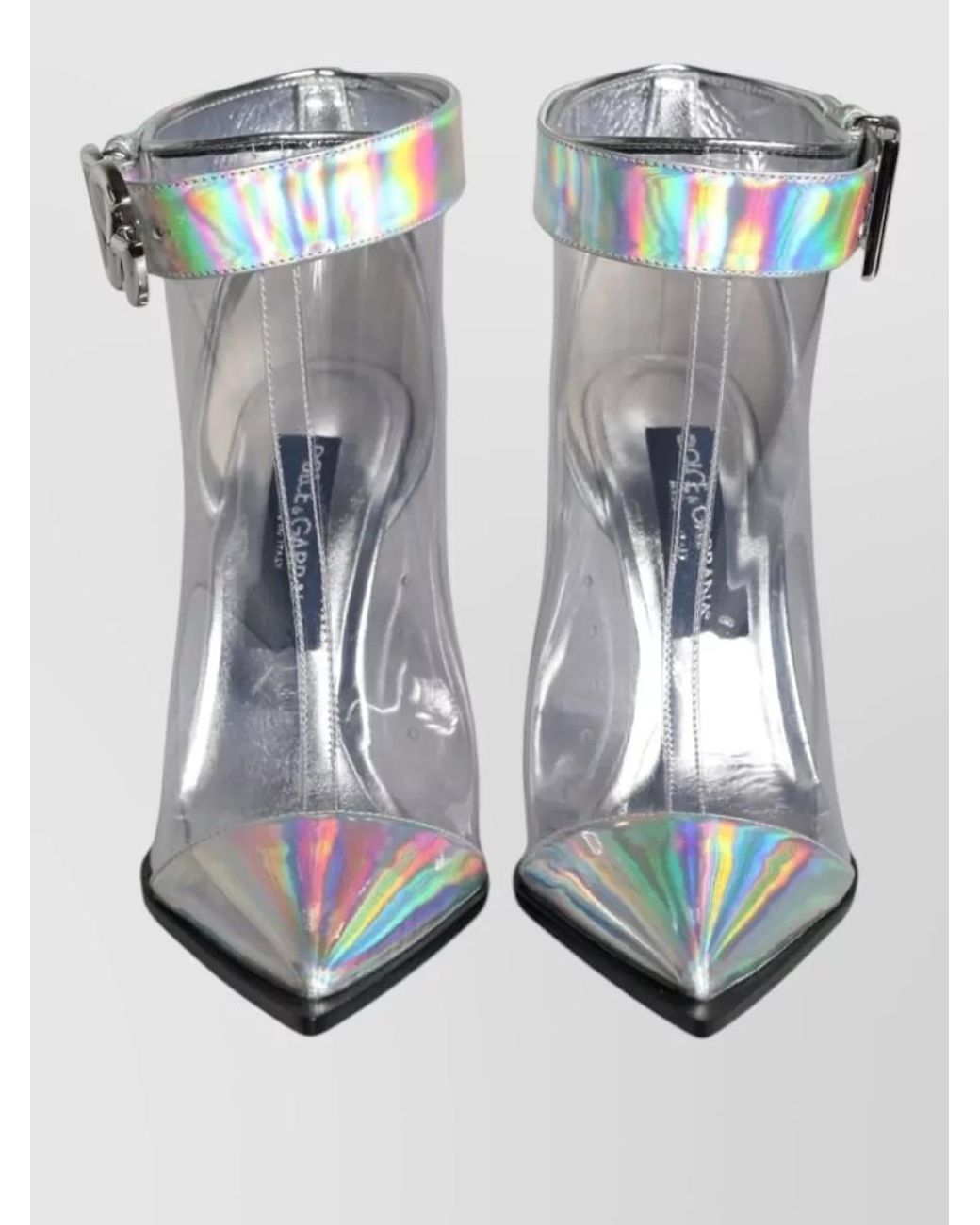 Dolce & Gabbana Gray Pvc Pointed Ankle Boots