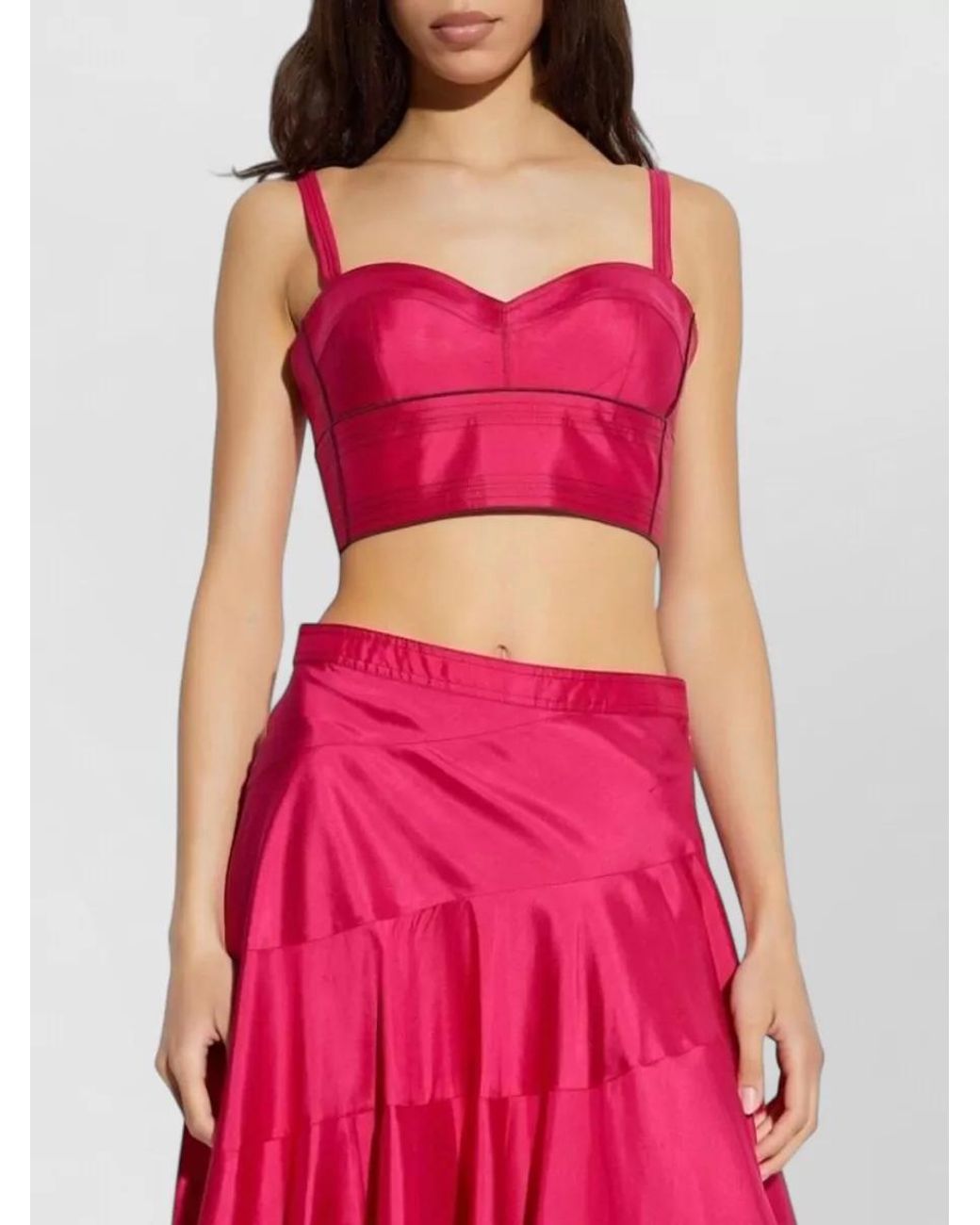 Tory Burch Pink Silk Sweetheart Neck Sleeveless Bra Top