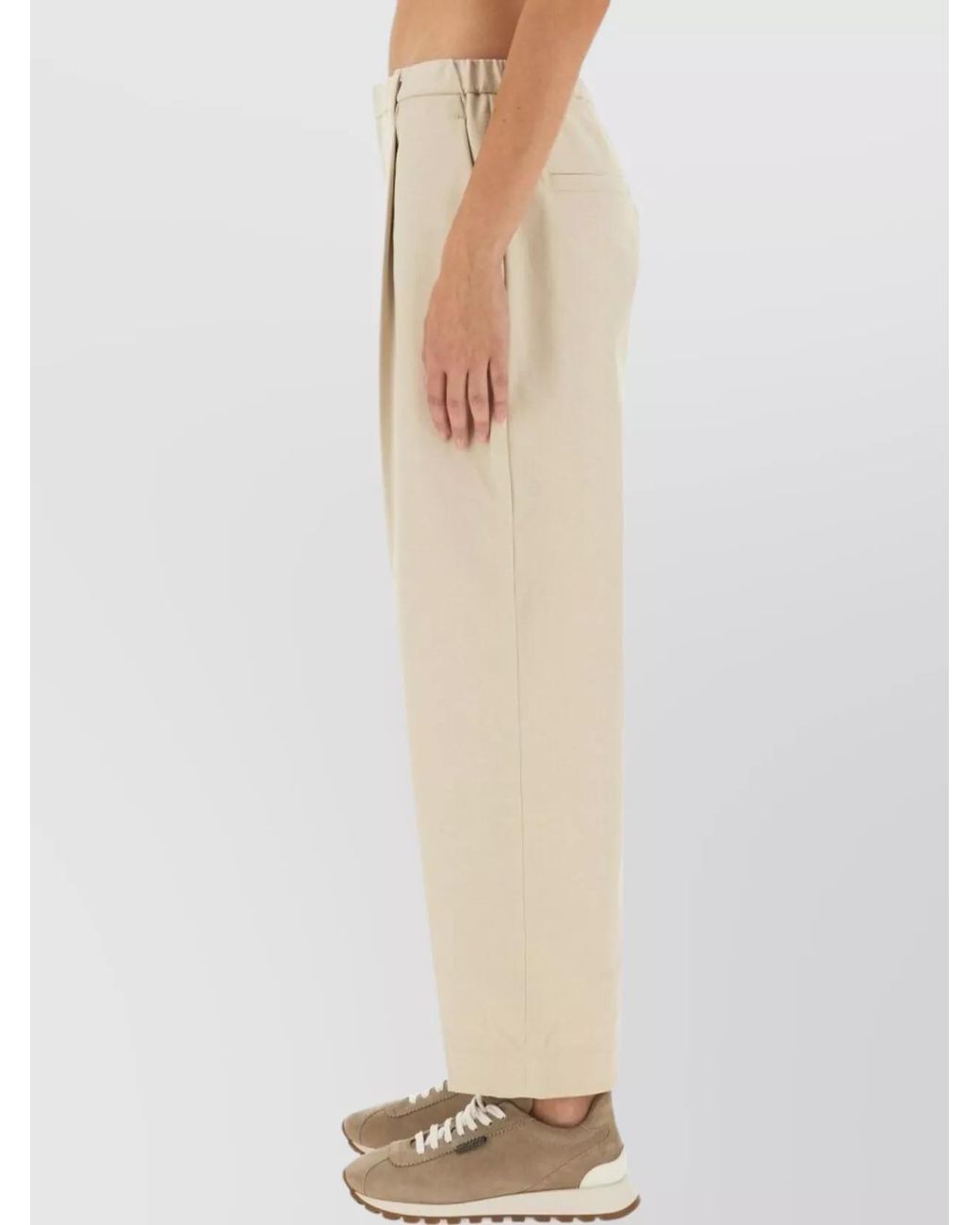 Brunello Cucinelli Natural Cropped Tapered Trousers