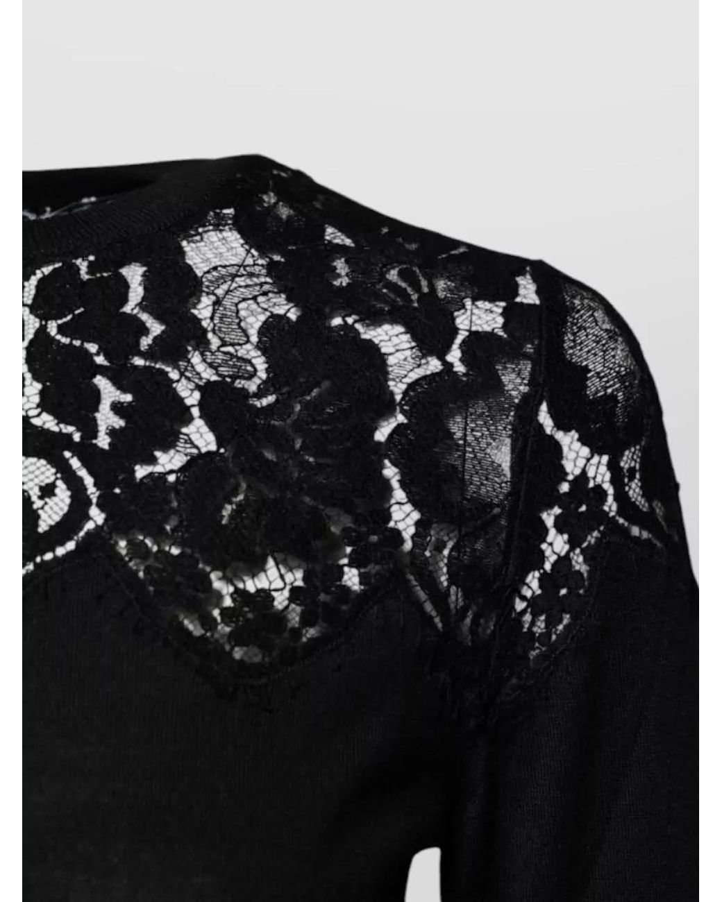 Dolce & Gabbana Black Cashmere Silk Lace-Trim Jumper