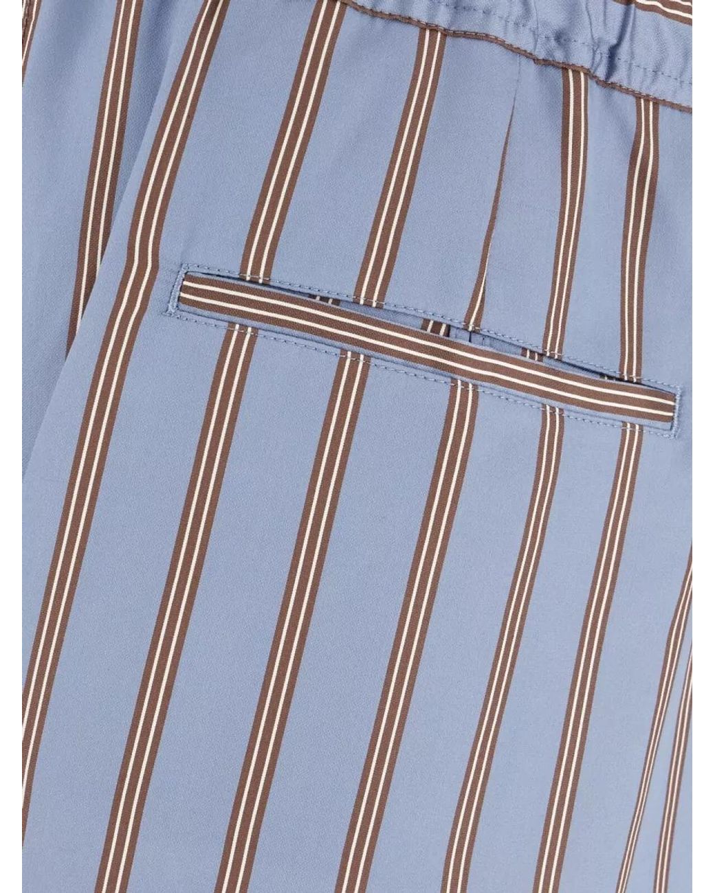 Tom Ford Blue Silk Striped Pleated Tailored Shorts for men