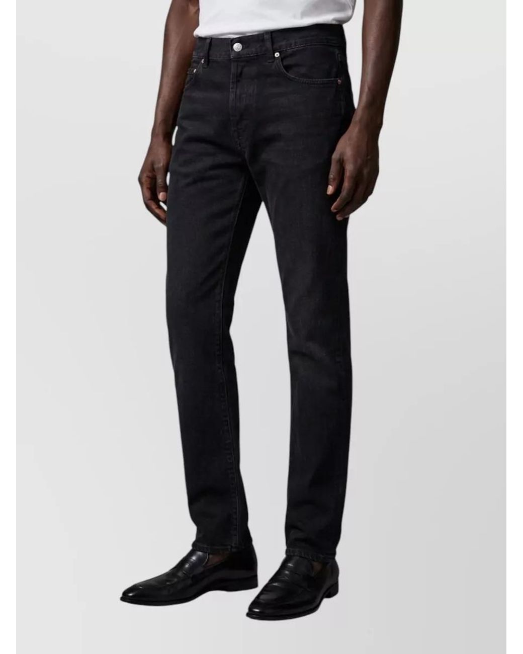 Saint Laurent Blue Cotton Mid-Rise Wide Straight-Leg Jeans for men