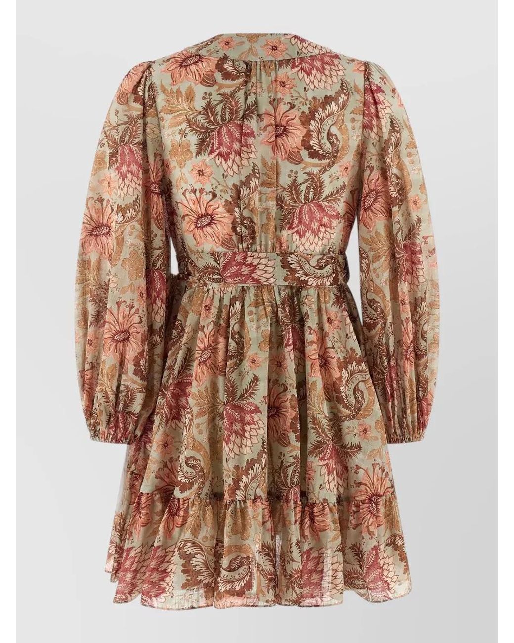 Zimmermann Brown Cotton Floral-Print Wrap Mini Dress