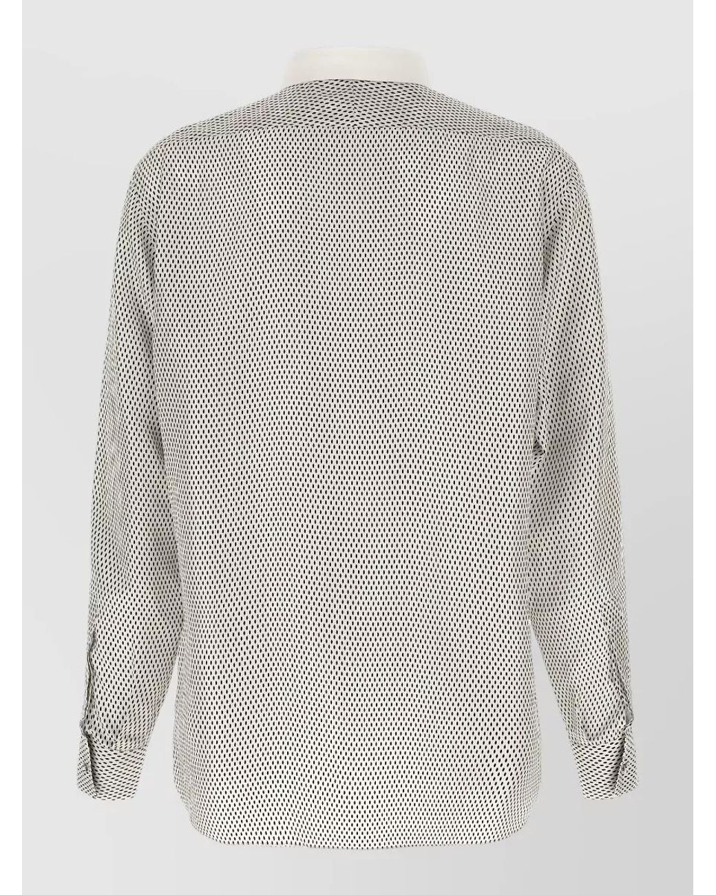 Tom Ford Gray Silk Printed Contrast-Collar Shirt for men
