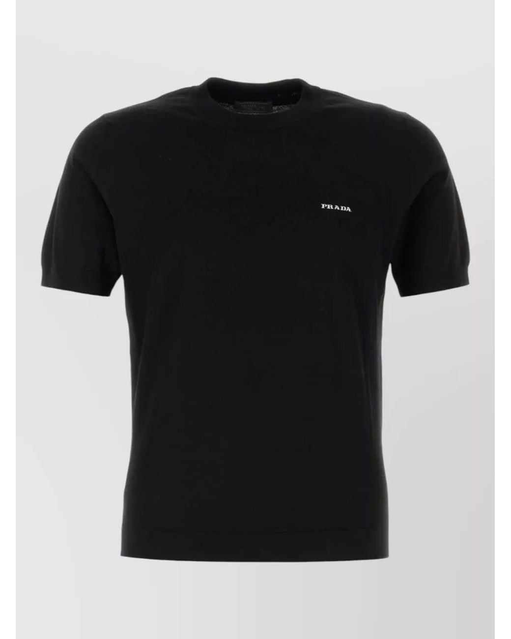 Prada Black Cotton Short-Sleeve Crew-Neck T-Shirt for men