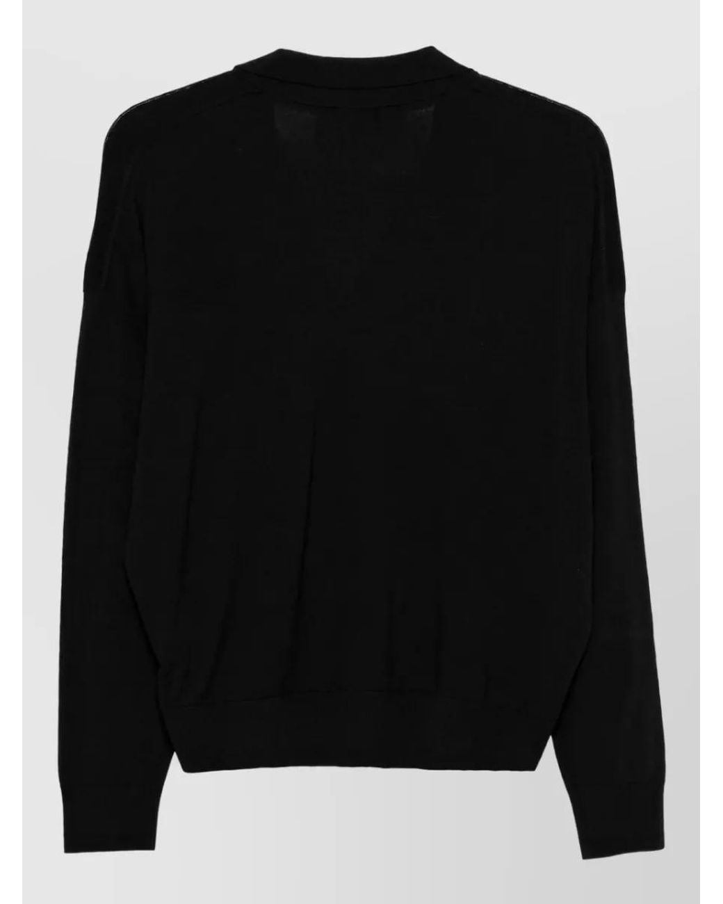 Zanone Black Wide-Fit V-Neck Wool Jumper
