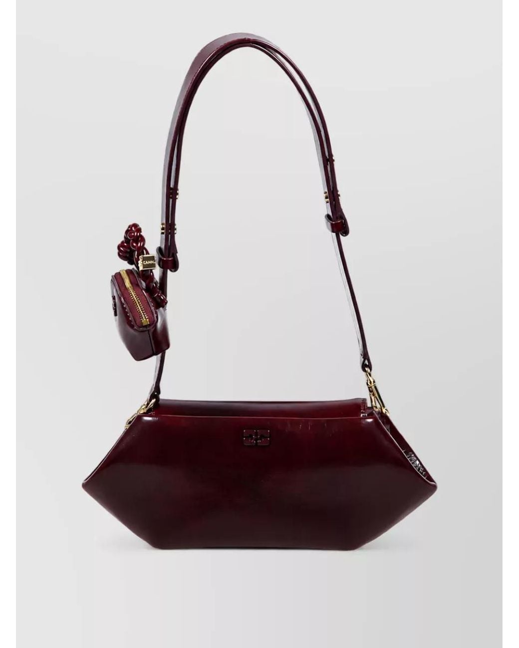Ganni Purple Bou East/West Deep Shine Clutch Bag