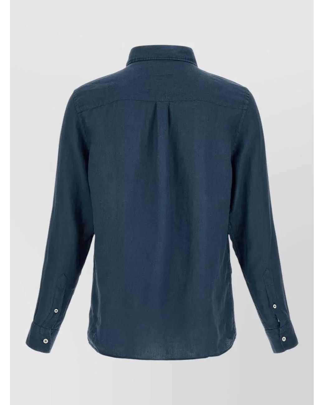 Mc2 Saint Barth Blue Linen Long-Sleeve Polo Shirt for men