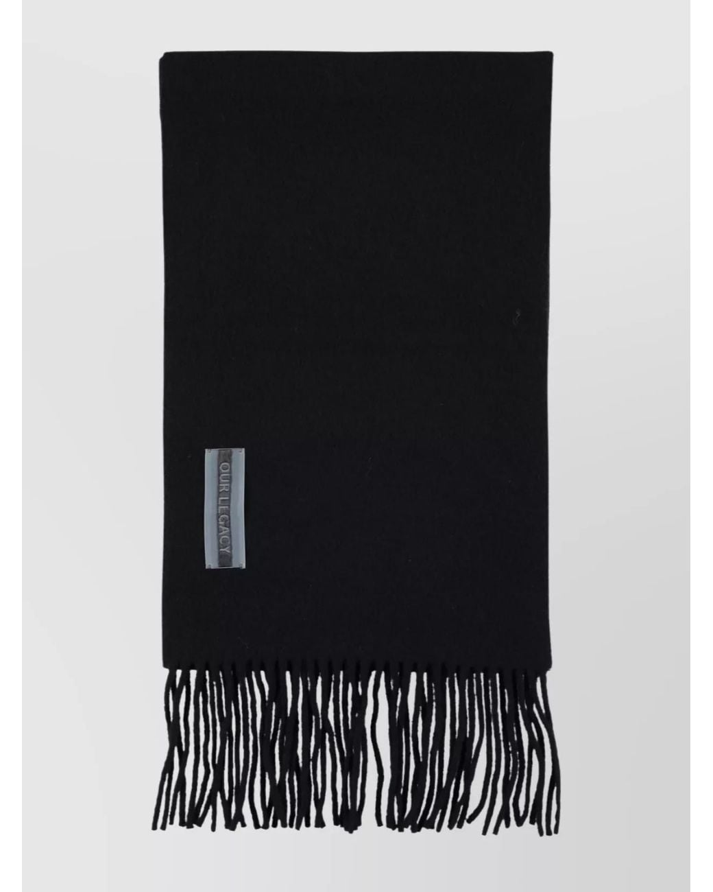 Our Legacy Black Rectangular Scarf Fringe Detail