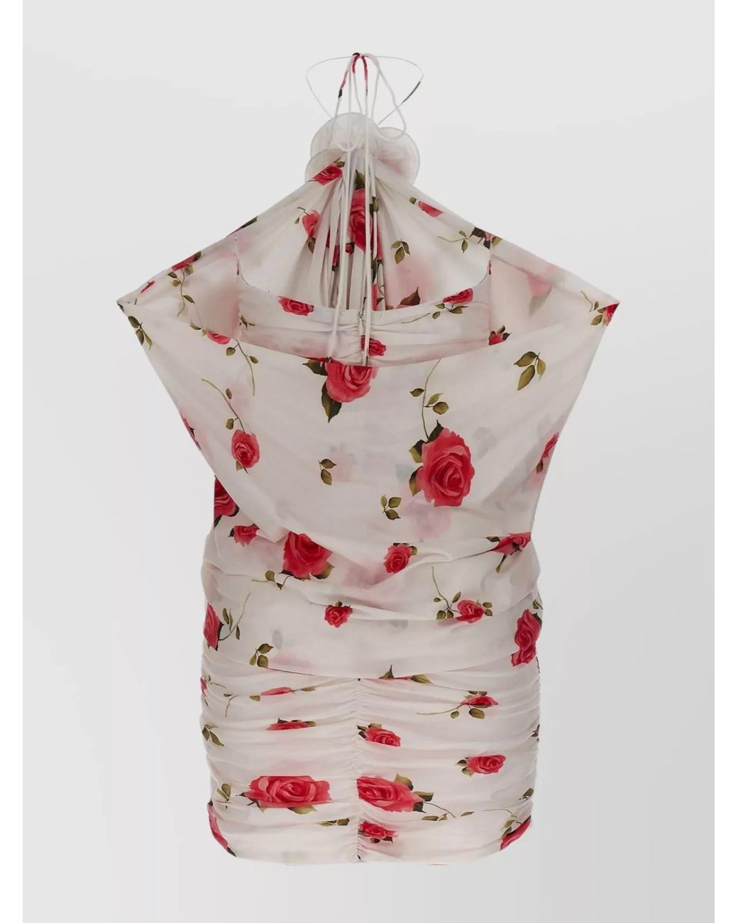 Magda Butrym Pink Printed Halterneck Ruched Sleeveless Mini Dress